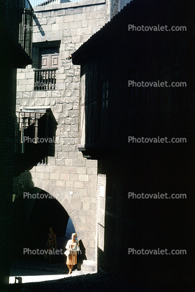 Building, shadow, woman