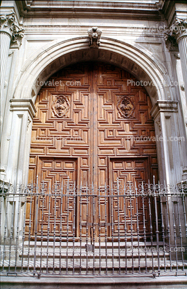 Door, Doorway, arch, fence, steps, ornate, building, opulant