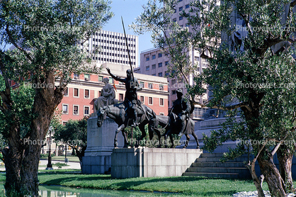 statuary, Sculpture, art, equestrian statue, Plaza de Espana