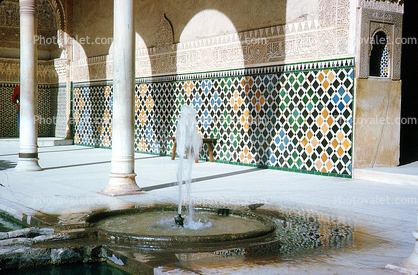 Water Fountain, aquatics, Tile Walls, Alhambra, Granada, Andalusia, Spain