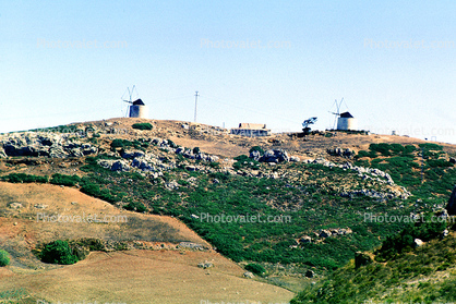 Windmills, hills, rock, stone, Sesimbre