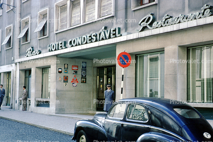 Car, Hotel Condestavel, Doorman, Lisbon, 1950s
