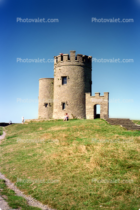 O'briens's Tower, Cliffs of Moher, turret, castle, building, landmark, grass hill, Lisconnor