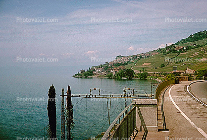 Lake, Lakeside, Shoreline, eastern Lausanne, Switzerland, 1950s