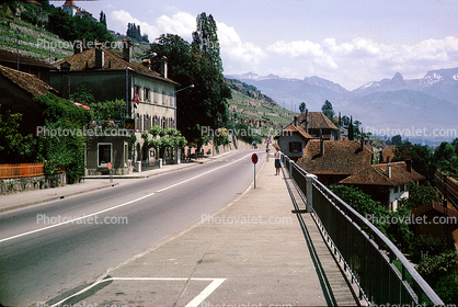 Road, Building, Street, eastern Lausanne, Switzerland, 1950s