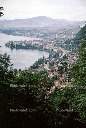 Lakeside, Lake, Buildings, Montreux, Switzerland, 1950s