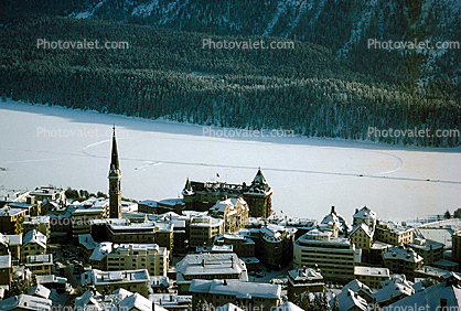 Steeple, Tower, Saint Moritz, Switzerland, 1950s