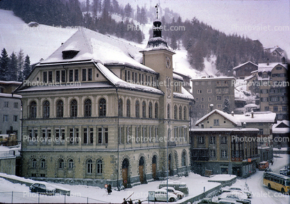 Landmark, Building, Palace, Saint Moritz, Switzerland, 1950s