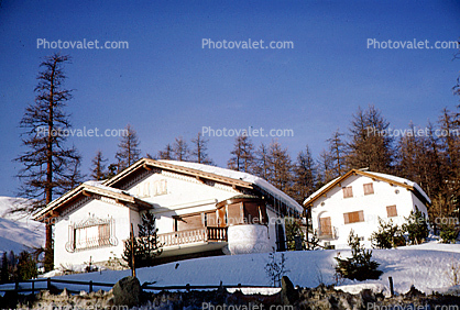 Chalet, Home, House, Building, Saint Moritz, Switzerland, 1950s