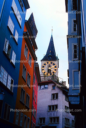 Clock Tower, Steeple, Building, Zurich, Switzerland, outdoor clock, outside, exterior