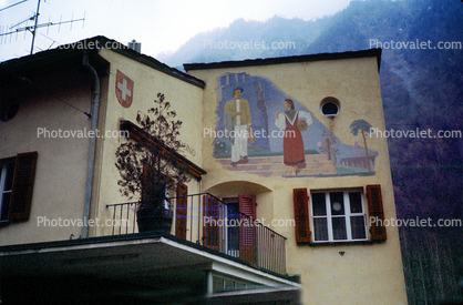 Wall Painting, Mural, Locarno, Switzerland, 1950s