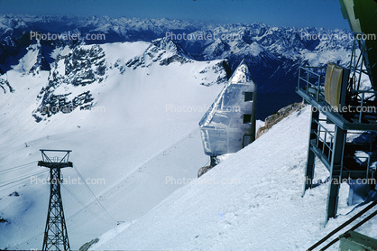 Stainless Steel Pyramid Structure, European Alps, Snow, Ice, building