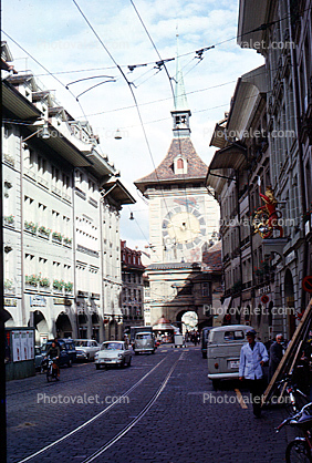 The Clock Tower (Zytglogge), steeple, building, cars, Medieval, Bern, Switzerland