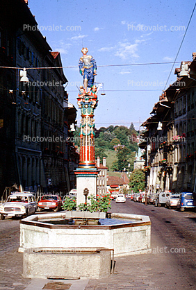 Water Fountain, aquatics, pond, column, statue, Bern, Switzerland