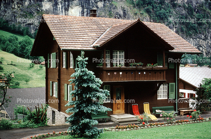 houme, house, single family dwelling unit, balcony, tree, Switzerland
