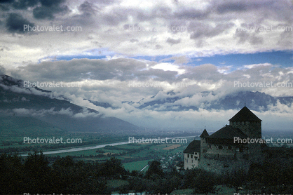 Castle, Building, Clouds, Valley, Valduz, Leichtenstein, Switzerland