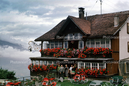 Restaurant, Building, Chimney, Balcony, Valduz, Leichtenstein, Switzerland