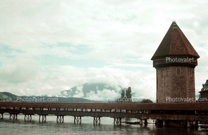 Water Tower, Lucerne Covered Bridge, buildings, Kapellbr?cke, River Reuss, Luzern, Switzerland
