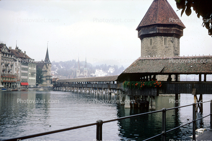 Lake, Water Tower, Lucerne Bridge, Kapellbr?cke, Luzern, Switzerland
