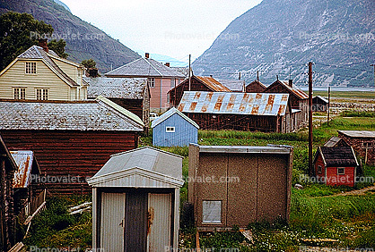 Buildings, Fjord, Homes, Houses, Laerdal, 1950s