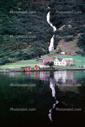 Village, Buildings, Reflection, Bucolic, Fjord, Mountain