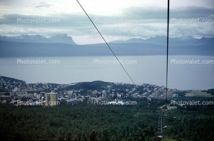 City, Mountains, buildings, Narvik