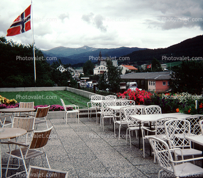 Empty Chairs, Tables, Balcony, Village, Town