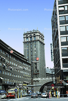Buildings, Tower, truck, cars, street, Kungsgatan