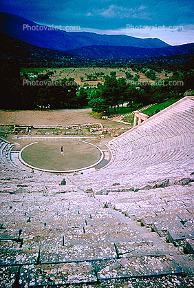 Ancient Theatre of Epidaurus, Amphitheater, ruins, 1950s