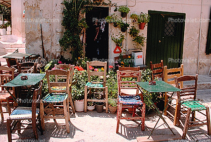Outdoor Cafe, chairs, tables, Furniture, Kithnos