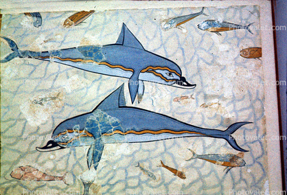 Dolphin Tile Mosaic, Knossos, Crete