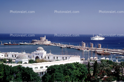 Fortress of Agios Nikolaos, Turret, Walls, Tower, Castle, Rhodes, harbor, Buildings, Pier, Rhodes