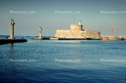 Castle, Island, Harbor, Rhodes