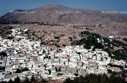 Homes, Houses, Buildings, Mountain, Hills, Lindos, Rhodes