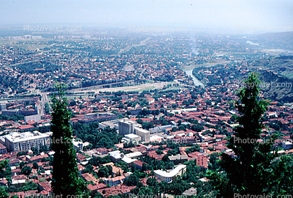 Kura River, homes, houses, valley, Tbilisi