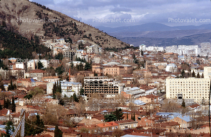 Buildings, homes, houses, hill, valley, Tbilisi