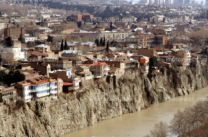 Kura River, buildings, homes, houses, Tbilisi