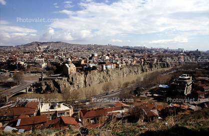 Kura River, buildings, homes, houses, Metekhi Tbilisi