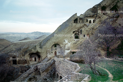 Rock Dwellings, Cliff Dwellings, Cliff-hanging Architecture, Georgian Orthodox monastery complex, Ruins, Davit Gareji