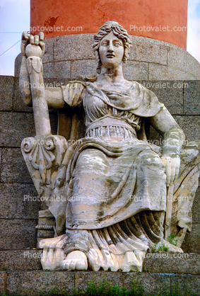 Woman, Anchor, Rostral Column, Strelka (spit) of Vasilyevsky Island, Doric column