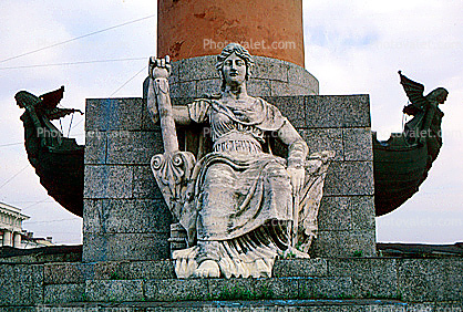 Woman, Angels with Wings, Rostral Column, Strelka (spit) of Vasilyevsky Island, Doric column