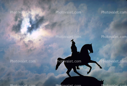 Statue to Peter the Great, Clouds, Sun