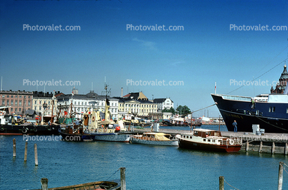 Harbor, docks, buildings, ship