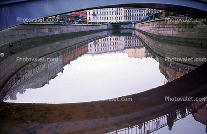 canal, water, reflection, Footbridge