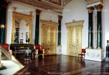 Hermitage, interior, inside, golden doors, room, furniture