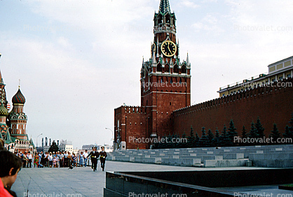 red square, clock tower, building, star, wall