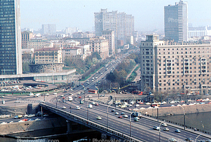 Moscow River, Cars, Bridge, skyline, buildings