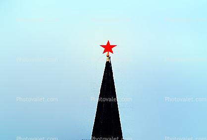The Trinity Tower, Twilight, Dusk, Dawn, Red Star, Steeple, building