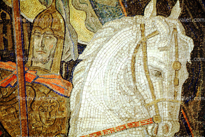 Crusader, Horse, Soldier, Moscow Subway, tile, tilework