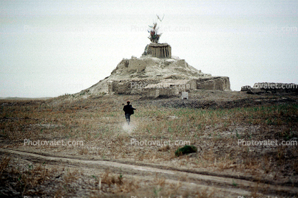 statue, hill, Kashgar